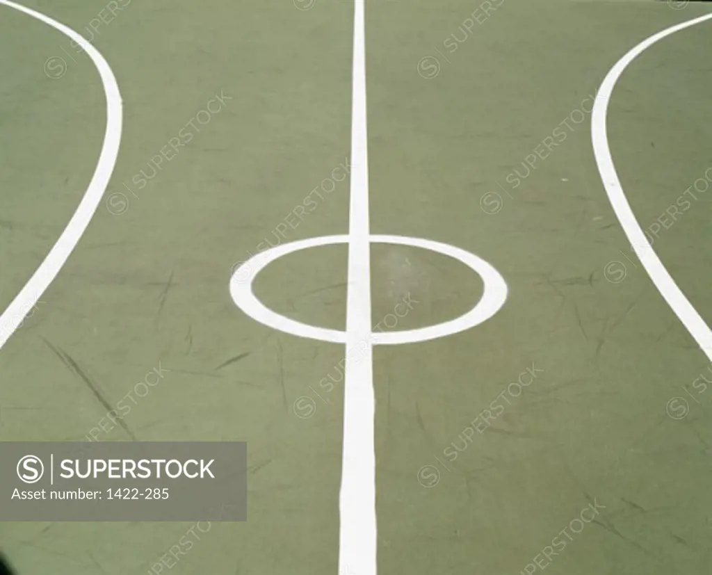 Close-up of an empty basketball court