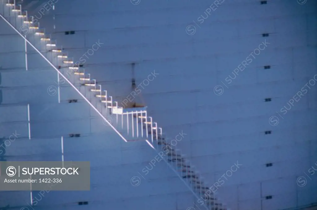 Staircase attached to a fuel storage tank, Bayonne, New Jersey, USA