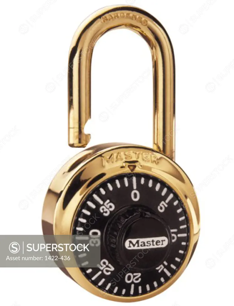 Close-up of an unlocked combination lock