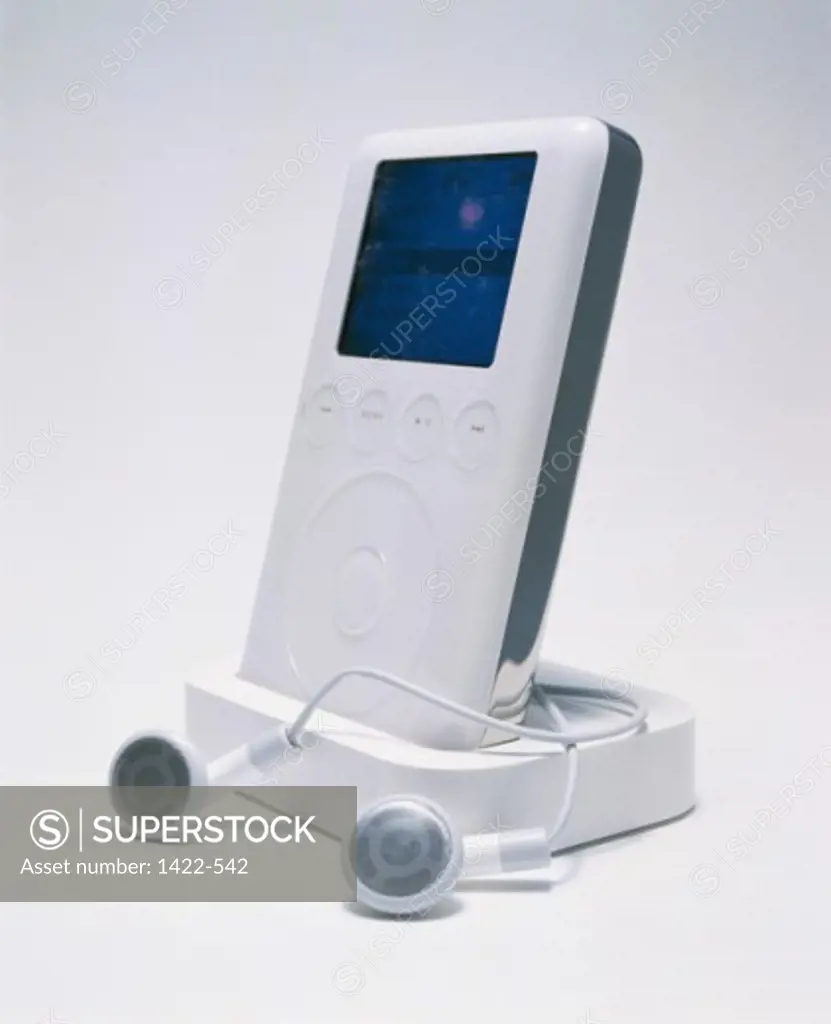 Close-up of an MP3 Player with headphones