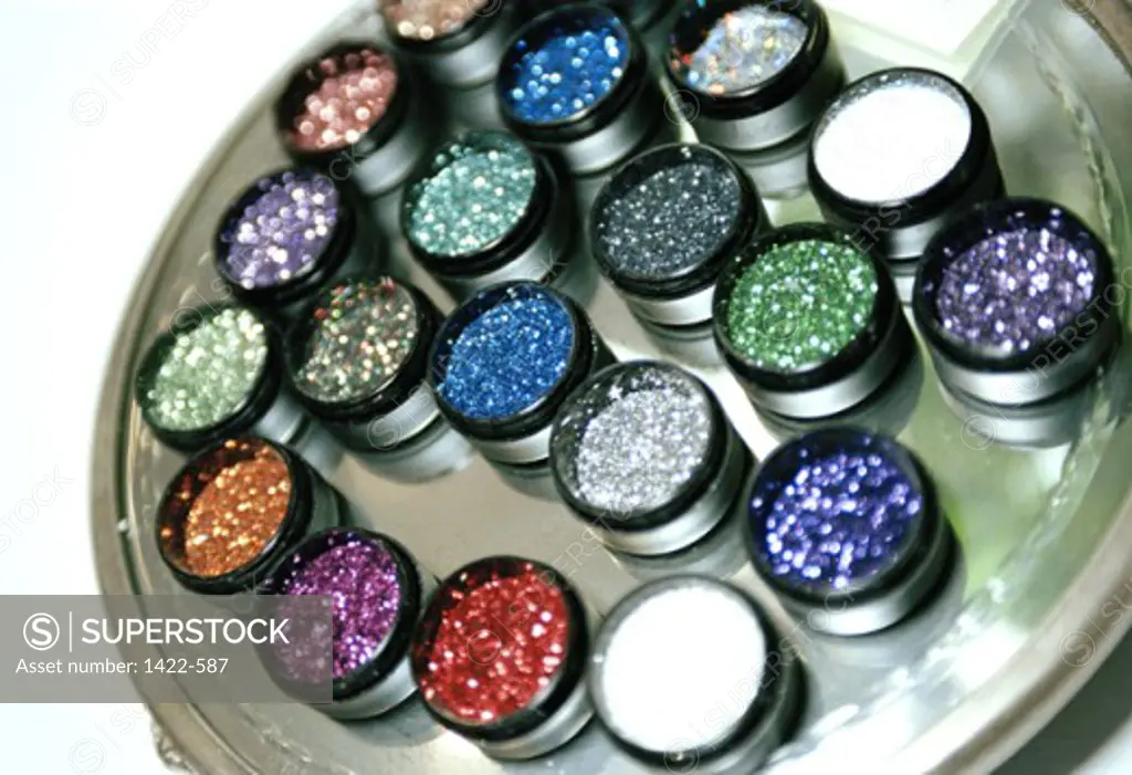 High angle view of eyeshadow in various shades