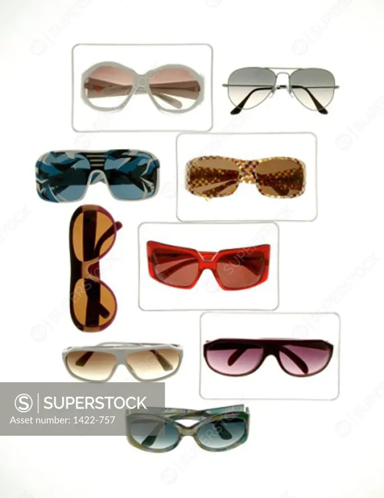 Close-up of a collection of sunglasses