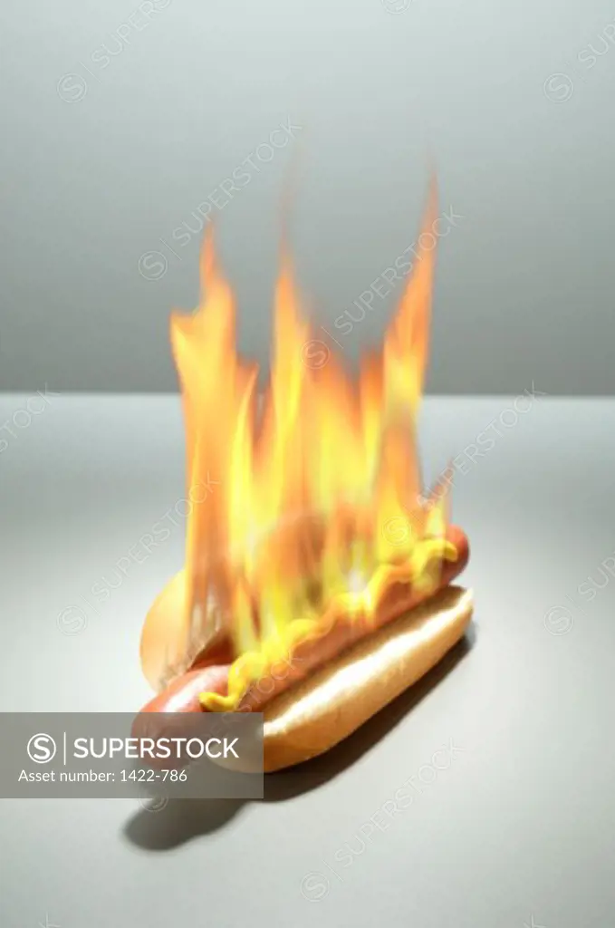 Hotdog on fire