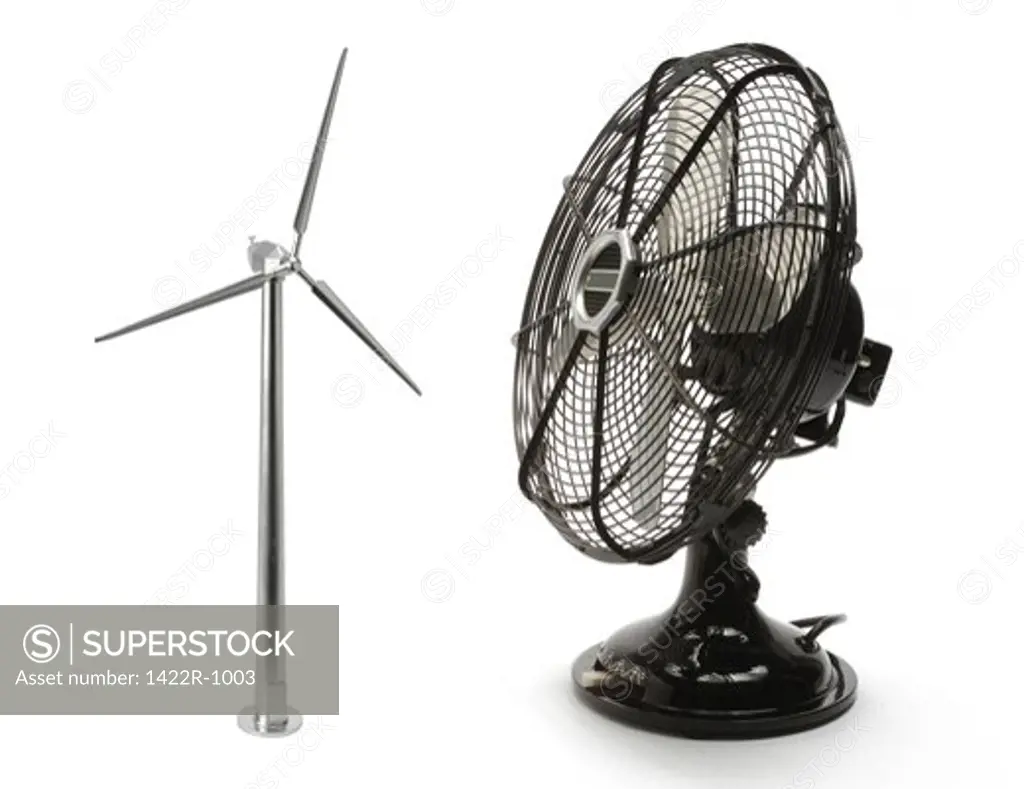 Electric fan with a miniature wind turbine