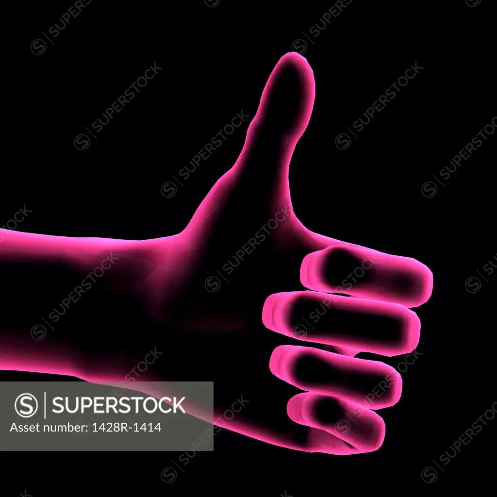 3D Computer Illustration of pink hand giving thumbs up sign