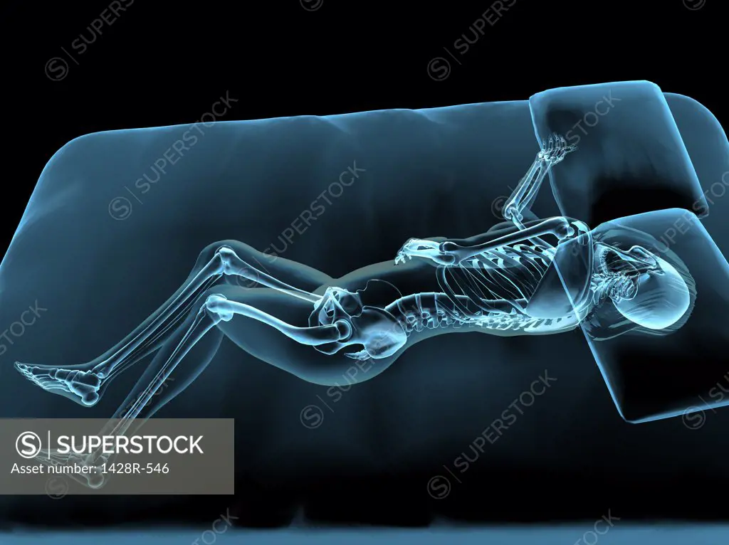 X-ray view of a woman sleeping