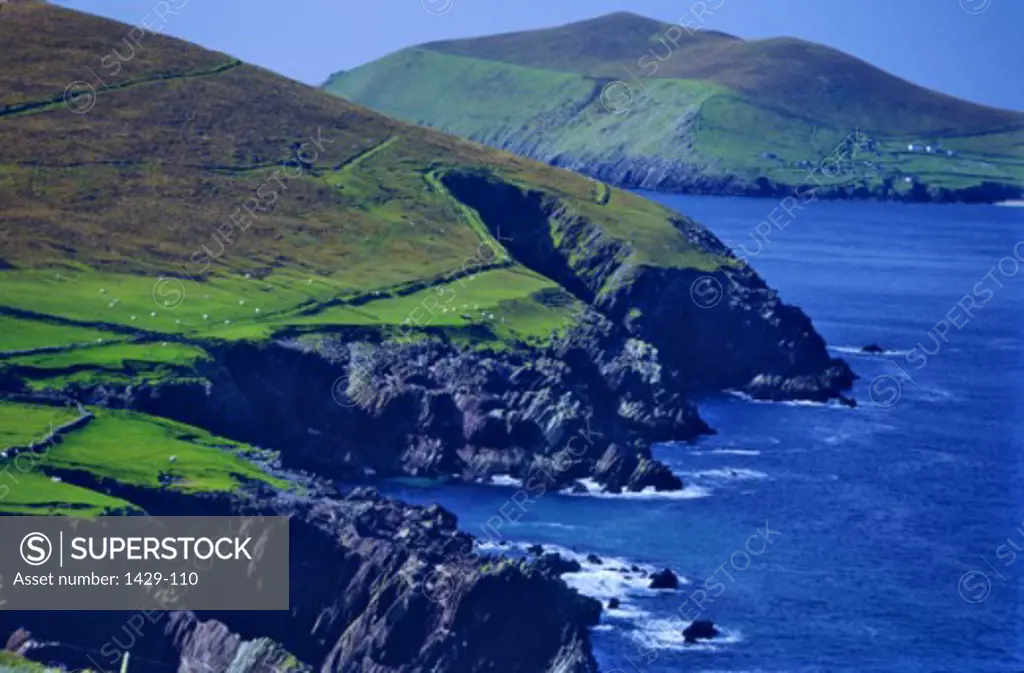 High angle view of a coastline, Slea Head, Dingle Peninsula, County Kerry, Ireland