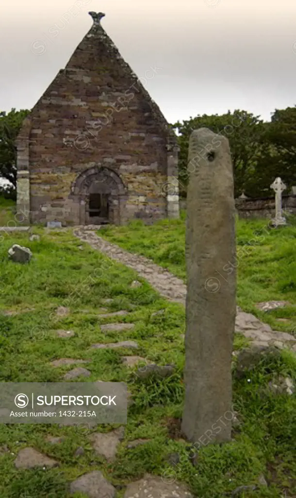 Facade of the old ruins of a church, Kilmalkedar, County Kerry, Ireland