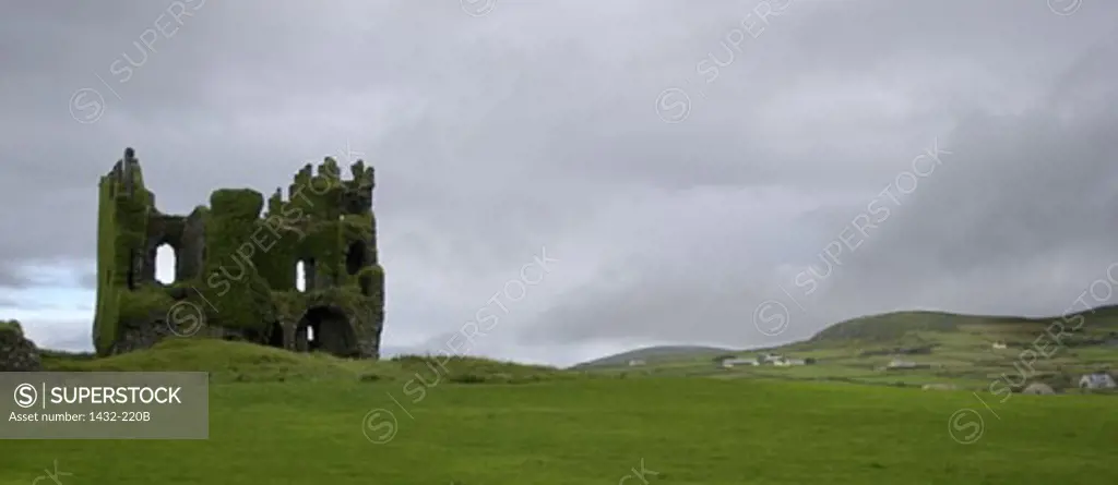 Ruins of an old castle in a field, Ireland