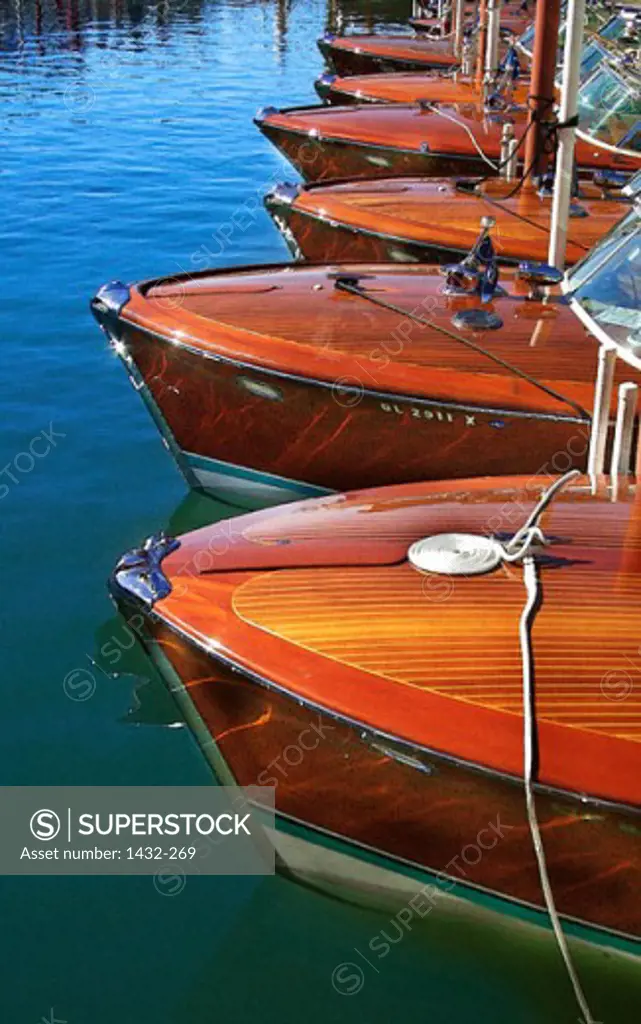 Boats moored in a harbor, Lake Tahoe, California, USA
