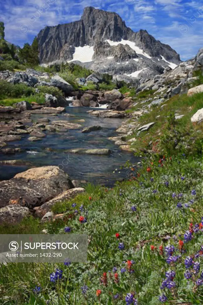 Stream running through rocks, Thousand Island Lake, Californian Sierra Nevada, California, USA