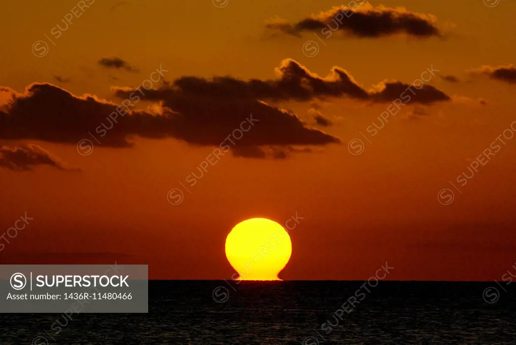 Sinking Sun over Florida Keys.