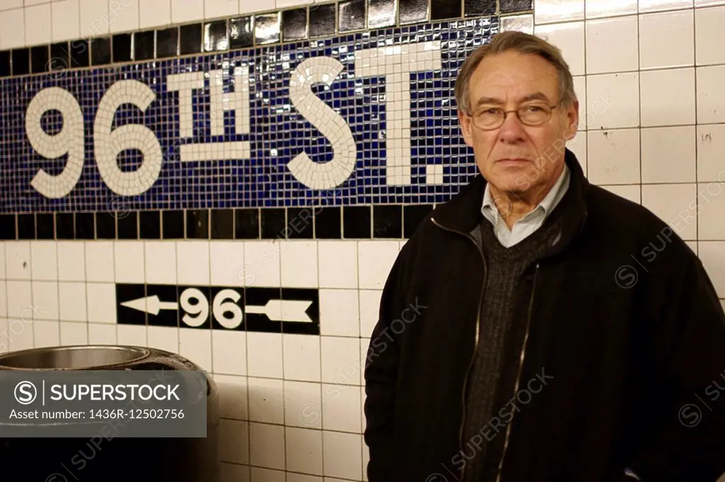 Senior man in subway in New York City.