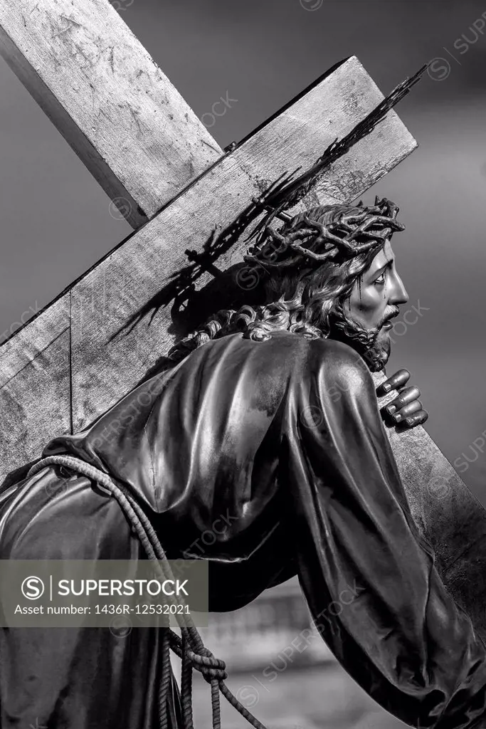 Holy week Braga, Portugal, Easter, Christ carrying the cross, catholic image