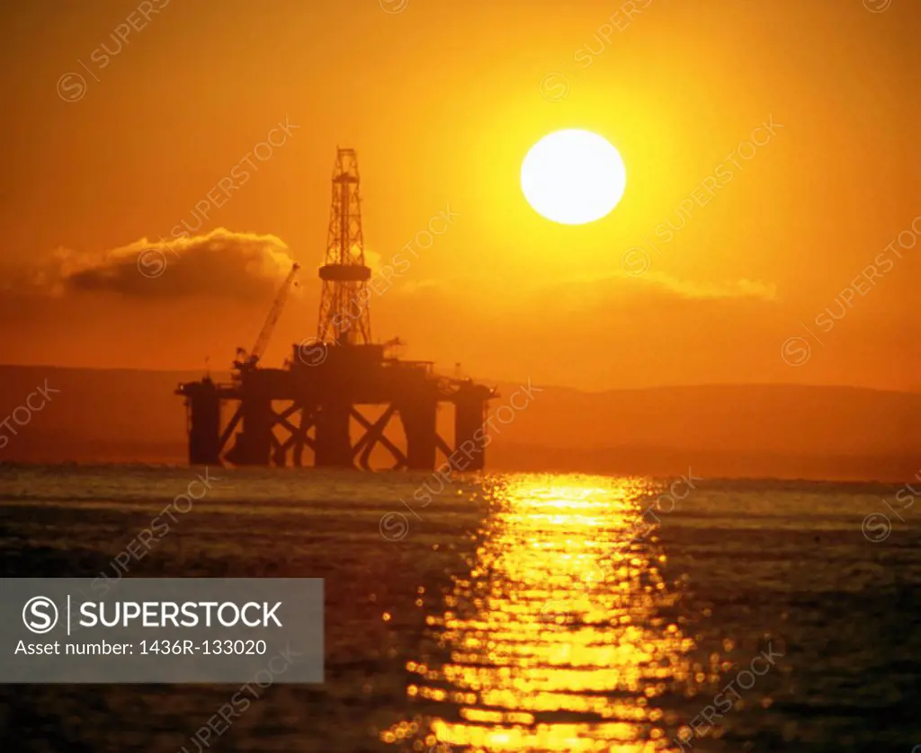 Semi-submersible oil rig. Firth of Forth. Scotland
