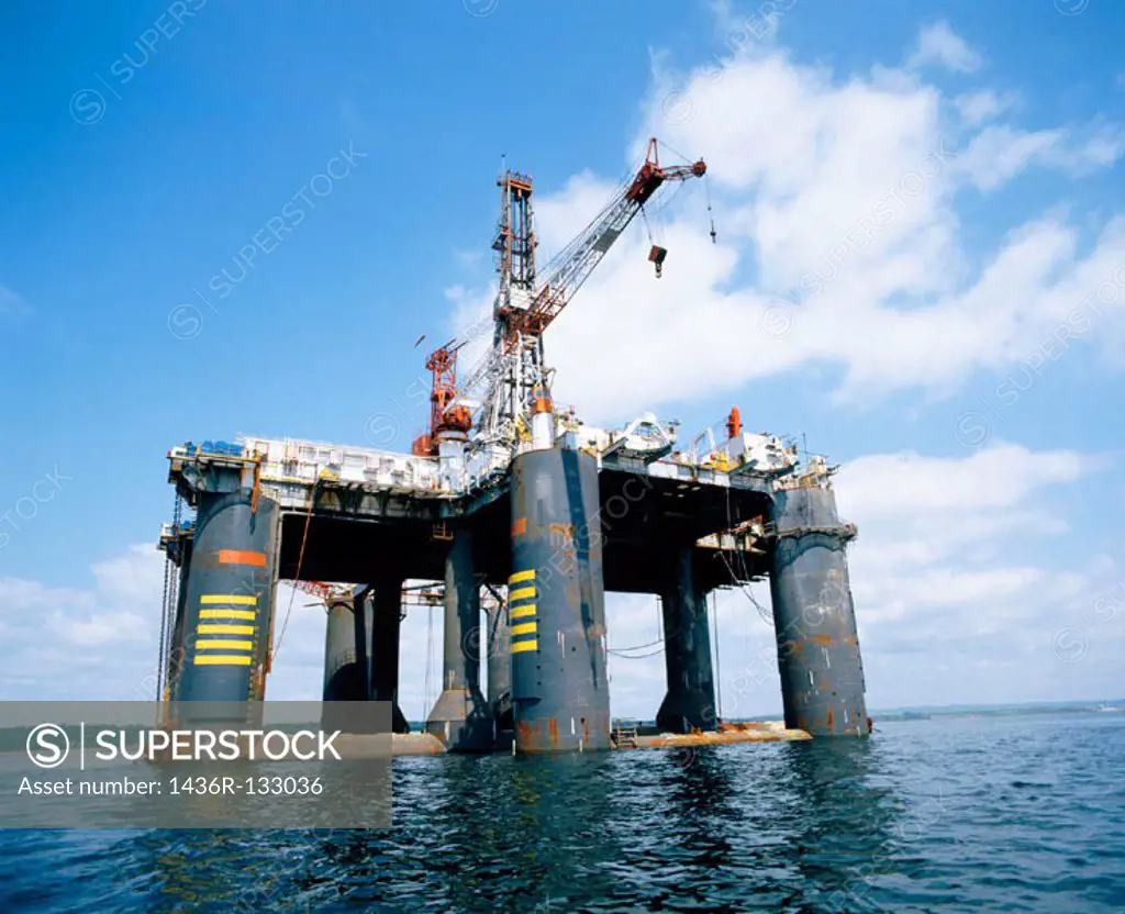 Semi-submersible oil rig. Firth of Forth. Scotland