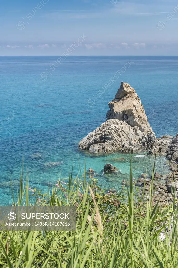 Parghelia, province of Vibo Valentia, Calabria, Italy, Europe. The rock formation ""La Pizzuta"".