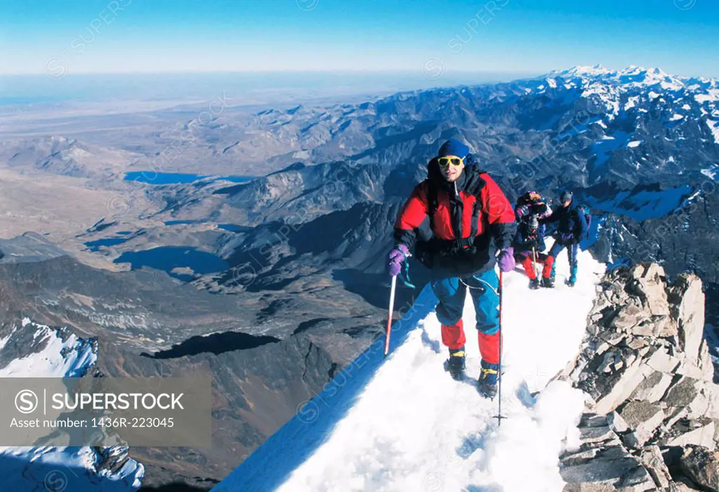 Mountain Climber, Huayna Potosi (6094 m.), Andes, Bolivia