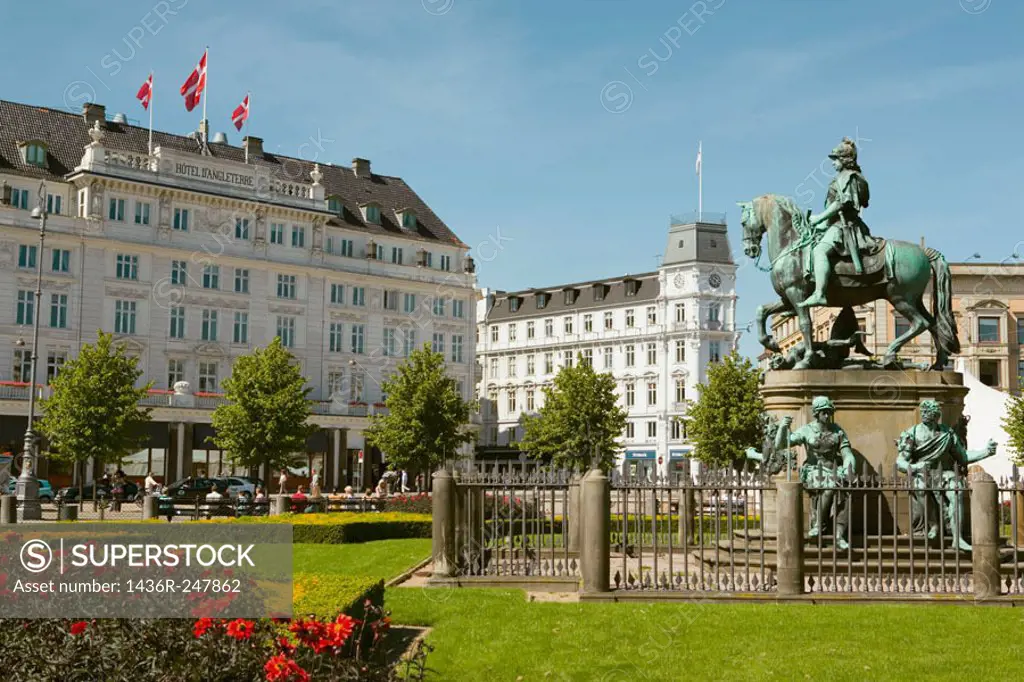 Statue of King Christian V, known as The Horse, Copenhagen, Denmark Kongens Nytorv. The Kings New Square.