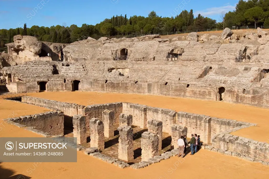 Roman amphitheatre at Italica. Sevilla province, Andalusia, Spain