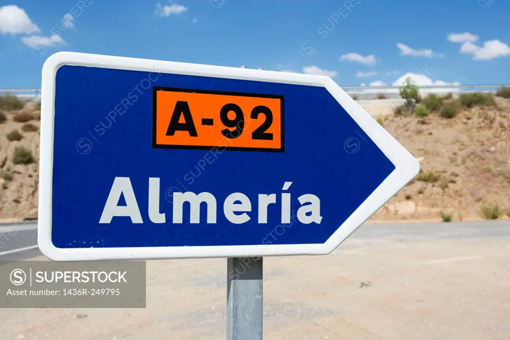 Road sign, Almería. Andalusia, Spain