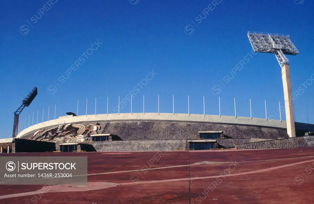 Olympic stadium, National Autonomous University of Mexico (Spanish: Universidad Nacional Autónoma de México, abbreviated as UNAM). Mexico City, Mexico...