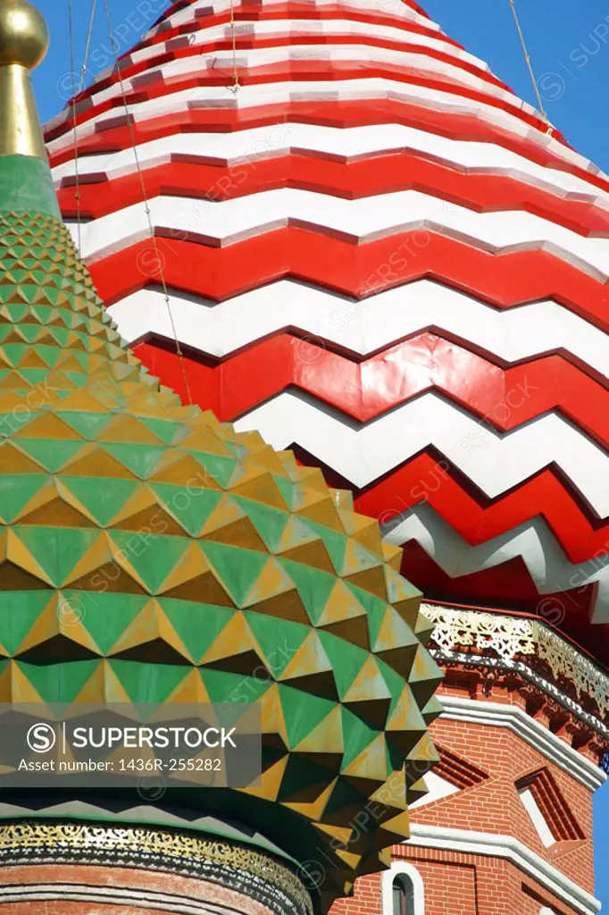 Detail of St. Basil´s Cathedral domes, Red Square. Moscow, Russia