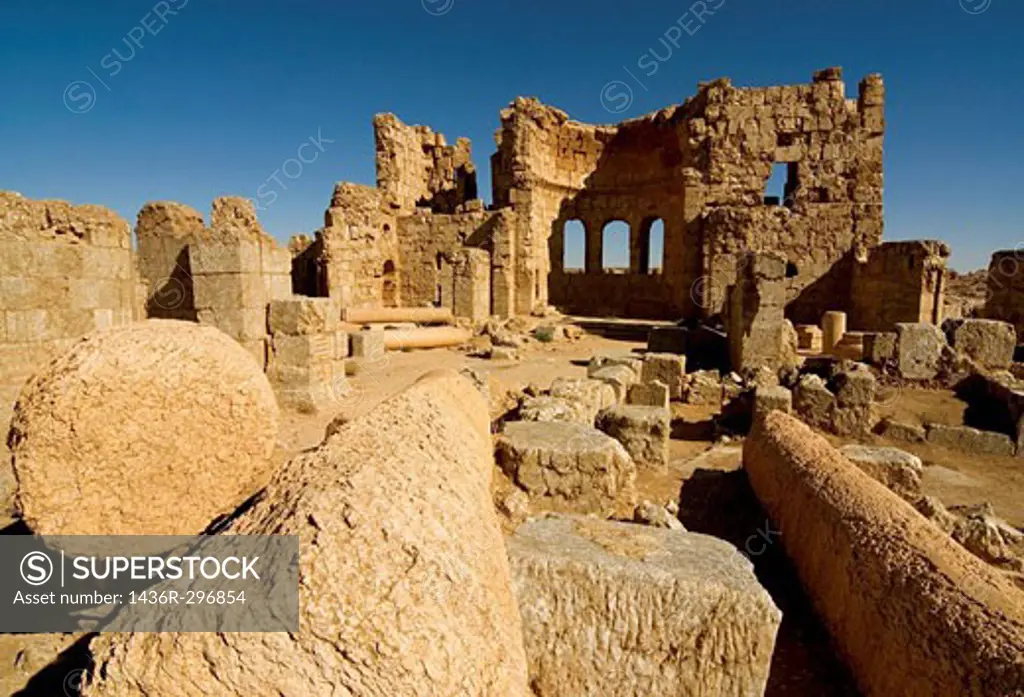 Ruins of Resafa (known in Roman times as Sergiopolis), Assyrian period desert city 25km south of Euphrates, Syria