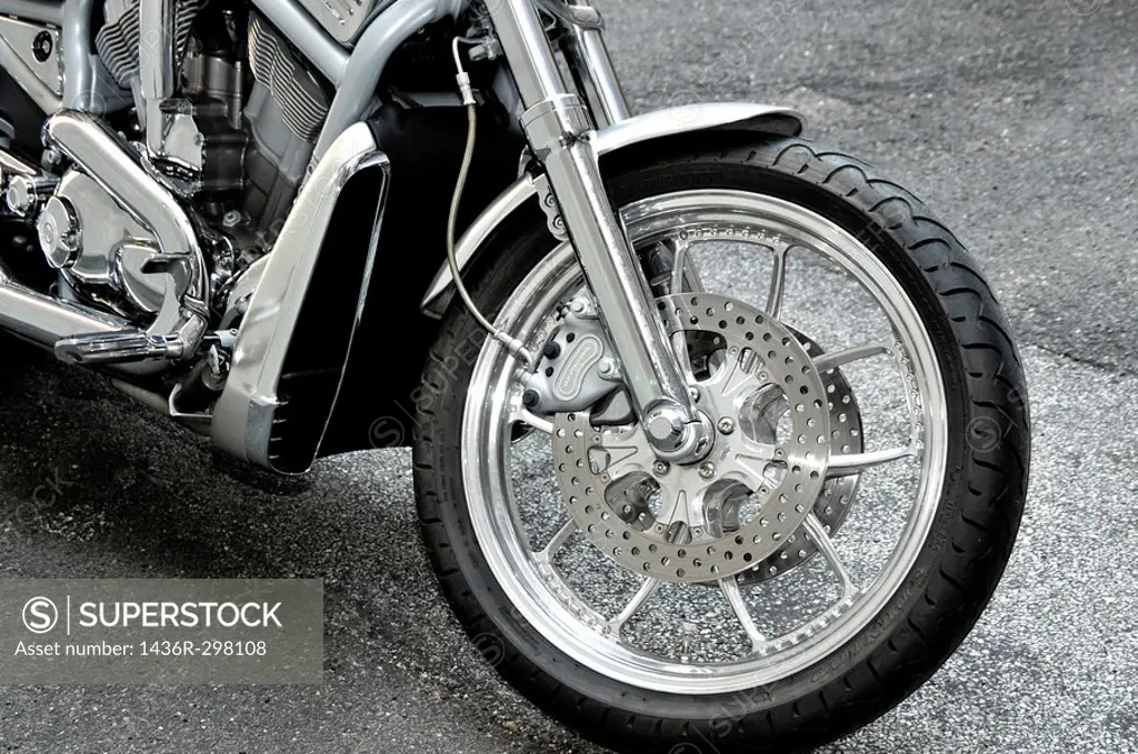 Front Tire and Detail, 2003 Harley-Davidson VRod Motorcycle