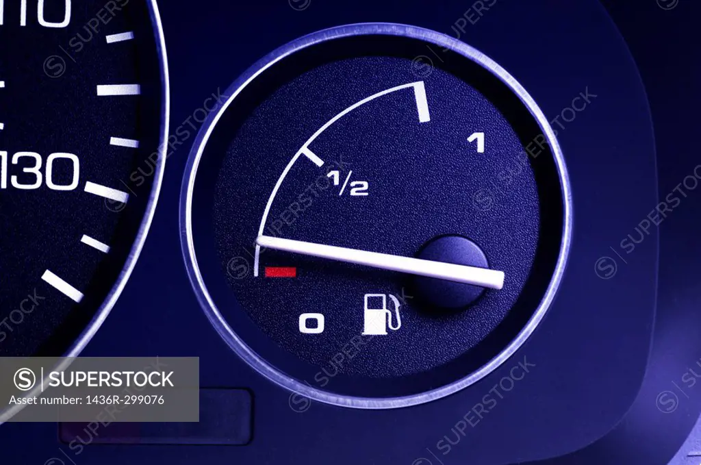 Fuel gauge showing empty