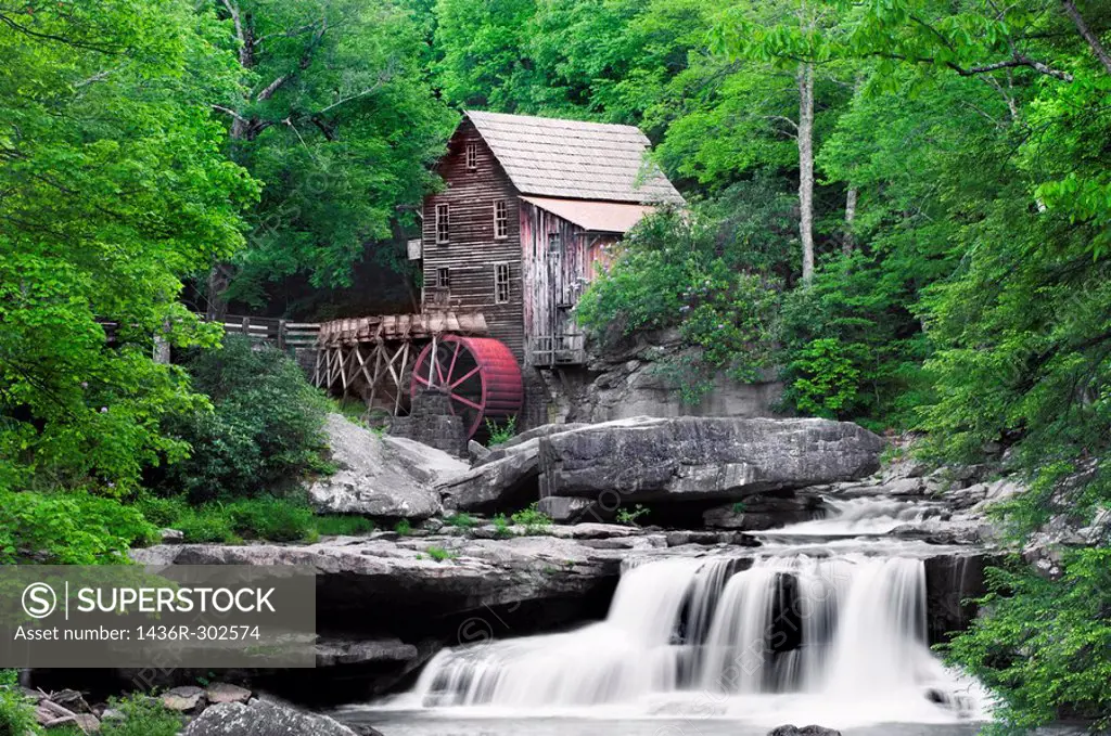 The Beautiful historic Glade Creek Grist Mill after the spring rains  Located in Babcock State Park, West Virginia