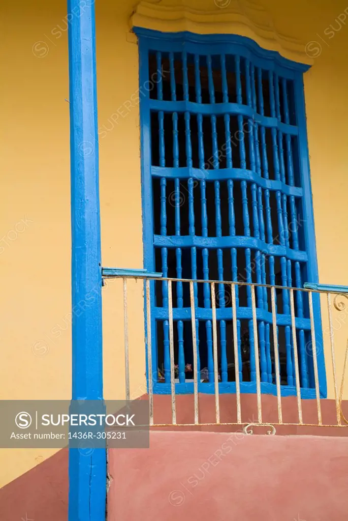 Traditional cuban window in the historical center of Trinidad, Cuba