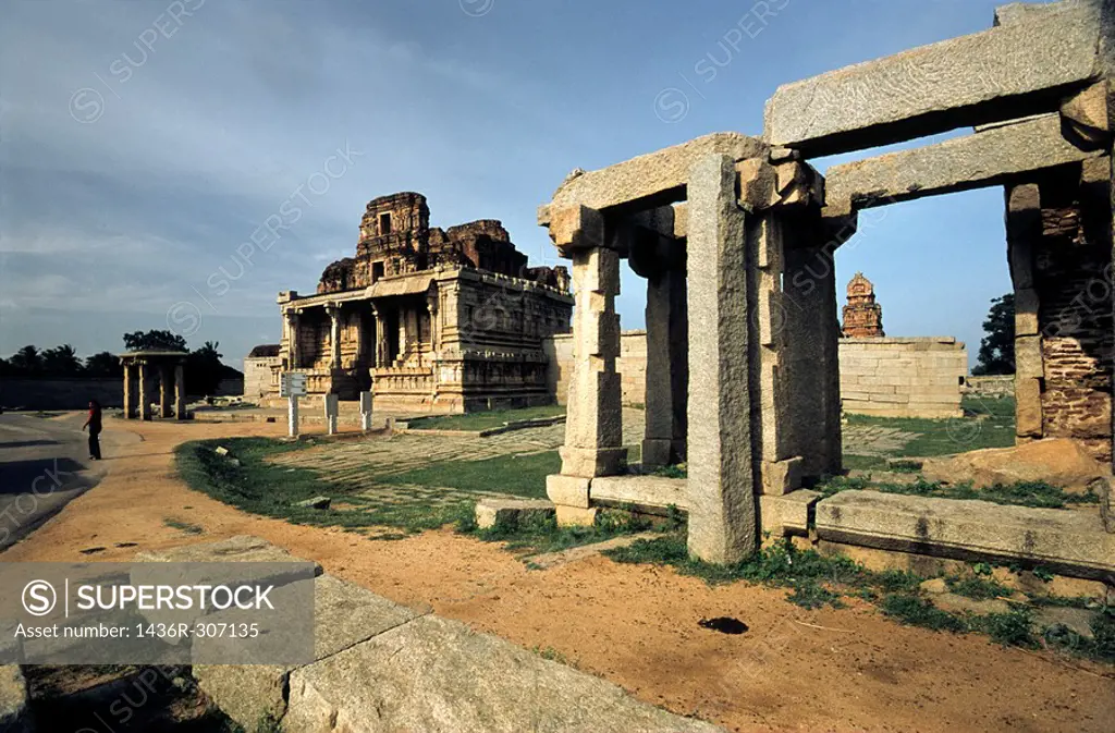 Krishna temple in Hampi, Karnataka This partly collapsed temple, located south of Hemakuta Hill, was built to celebrate a military victory of King Kri...