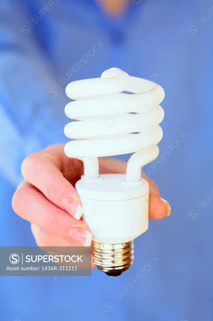 Hands holding energy efficent lightbulb