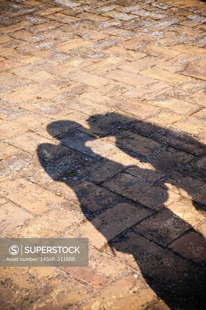 The shadow of a couple kissing in love