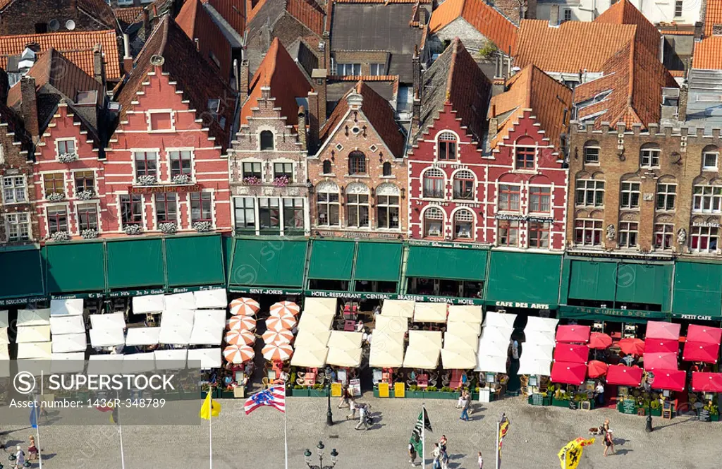 The Markt (Market Place), view from the Belfry. Brugge. Flanders, Belgium