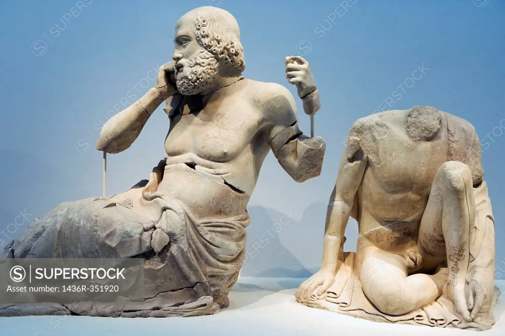 Statues in the Olympic museum. Katakolon, Greece