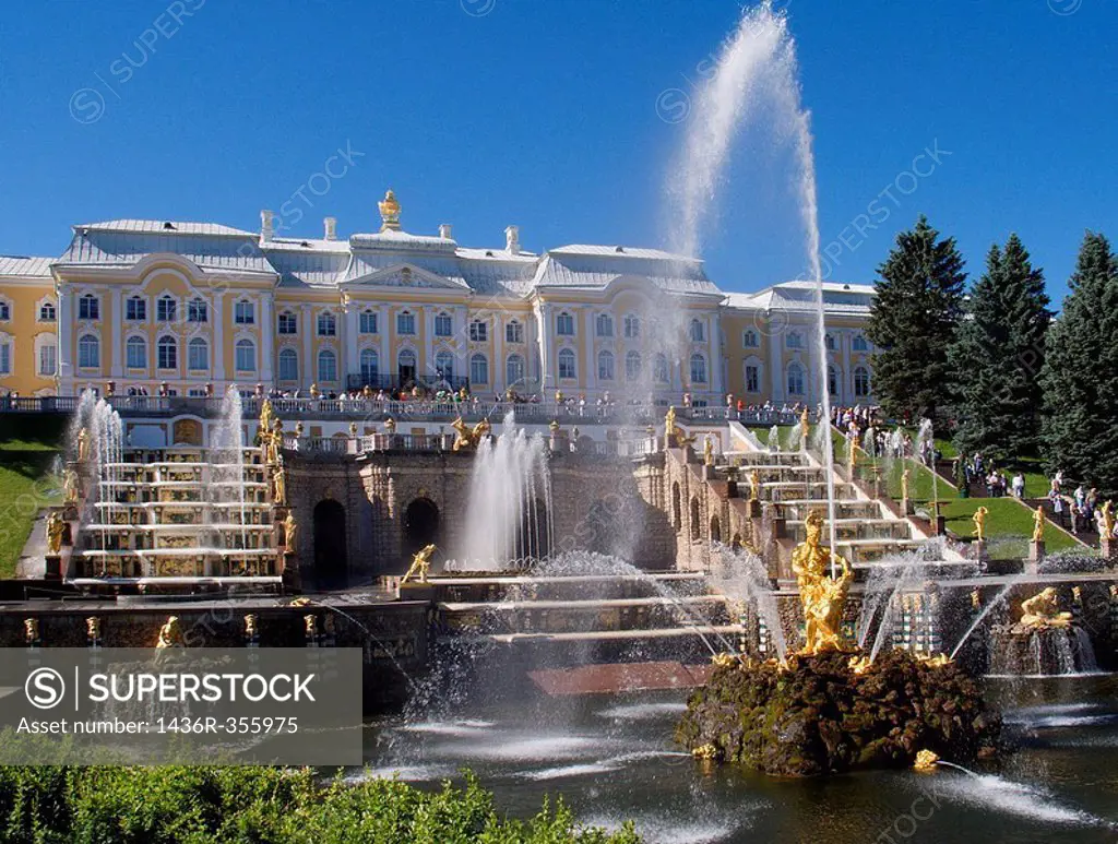 The Samson Fountain and Great Cascade, Peterhof Palace, St Petersburg, Russia