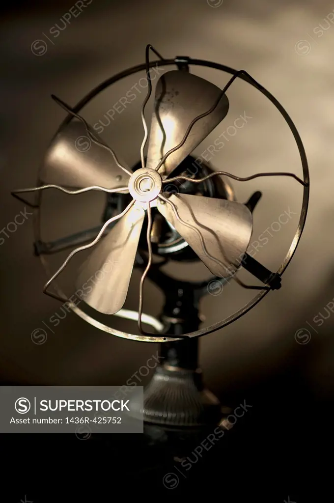 Rotterdam, Netherlands. Vintage household or office fan exposed in the studio.