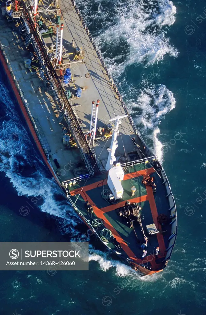 Oil tanker on the Mediterranean Sea heading towards Fos Sur Mer Port, France