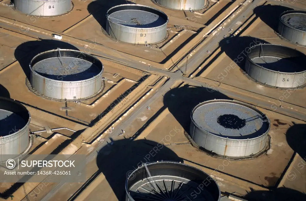 Oil tanks in landscape