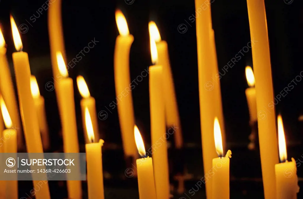 Candles burning in the Auch Cathedral, Auch, France
