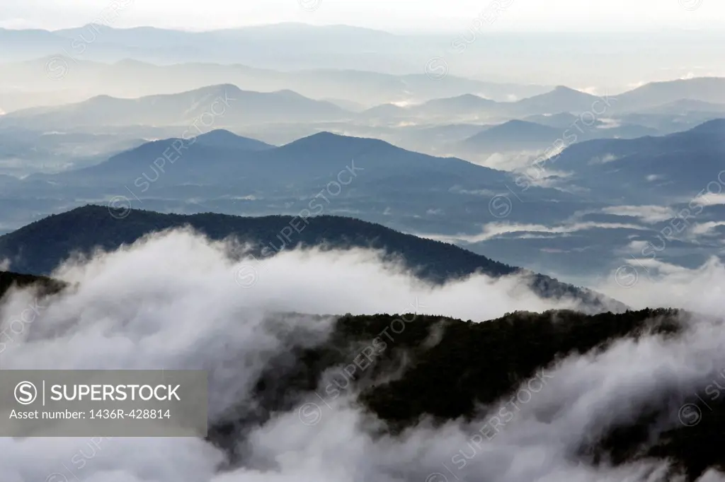 View of Blue Ridge Mountains from Mount Mitchell State Park - near Burnsville, North Carolina