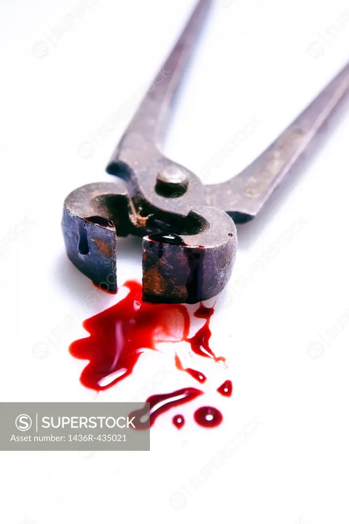 rusty pliers with blood