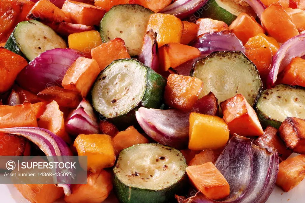 Roast vegetablse, carrots, courgettes and onions