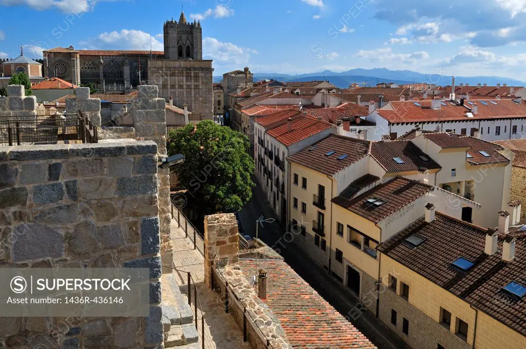 Europe, Spain, Castile and Leon, Castilia y Leon, Unesco World Heritage Site, view over Avila