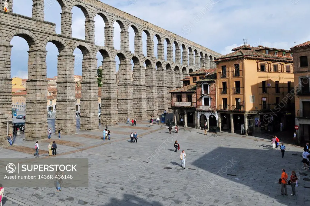 Europe, Spain, Castile and Leon, Castilla y Leon, Segovia, Unesco World Heritage Site, roman aqueduct