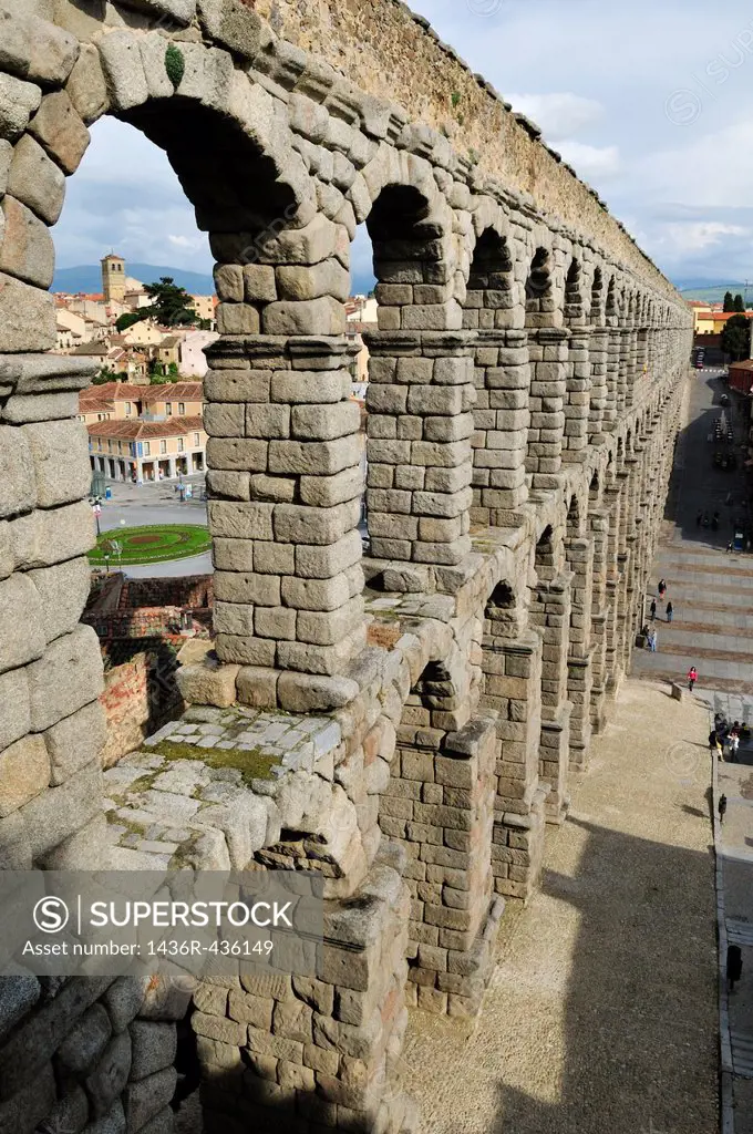 roman aqueduct in Segovia, Unesco World Heritage Site, Castile and Leon, Castilla y Leon, Spain, Europe