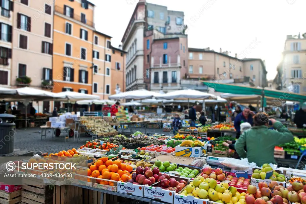 The Campo de ´Fiori translated field of flowers is a square in central Rome, in the district Parione, east of the Tiber  On the Campo takes daily exce...