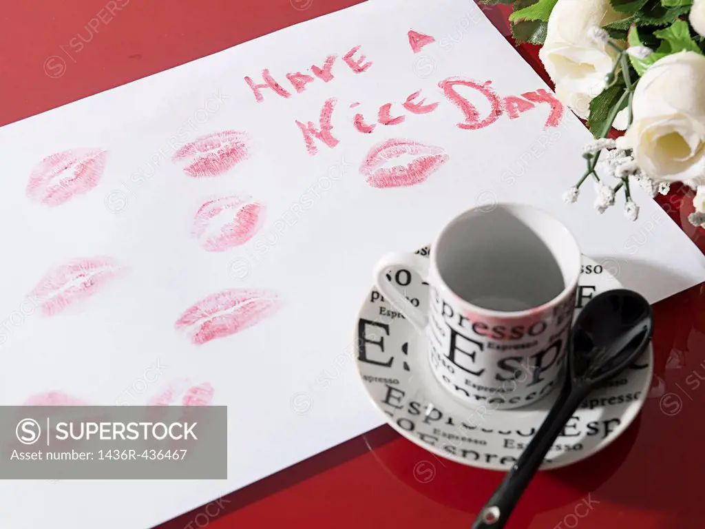Romantic love letter wishing a nice day with kiss for a person